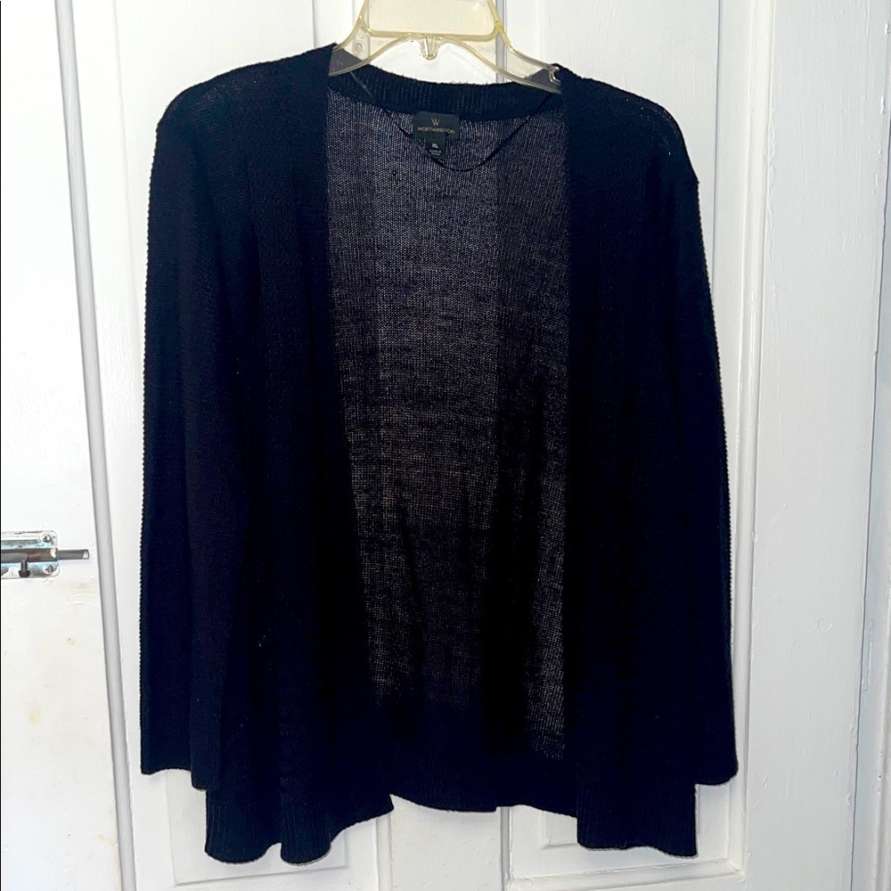 Worthington Dark Black Open Front Cardigan